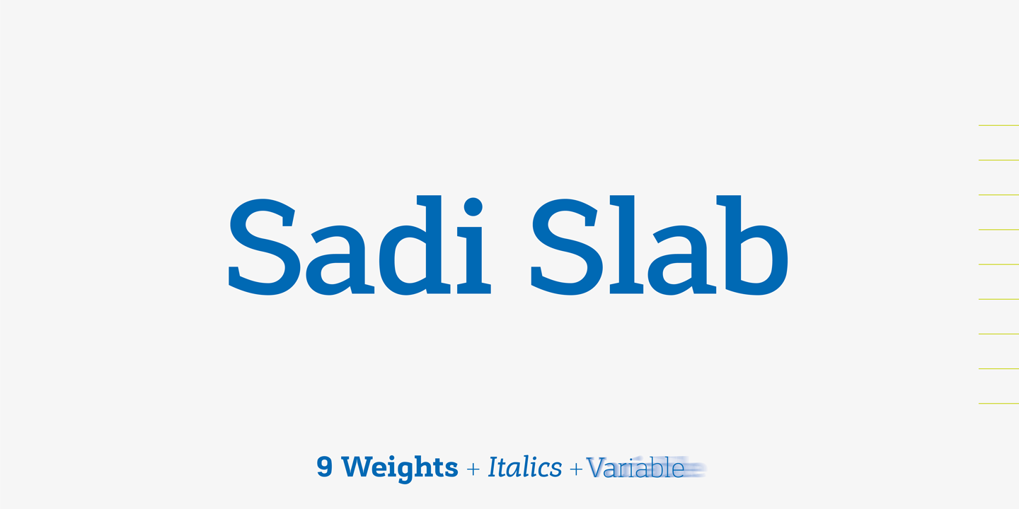 Beispiel einer Sadi Slab Italic-Schriftart